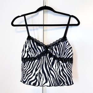 zebra print lace trim camisole
